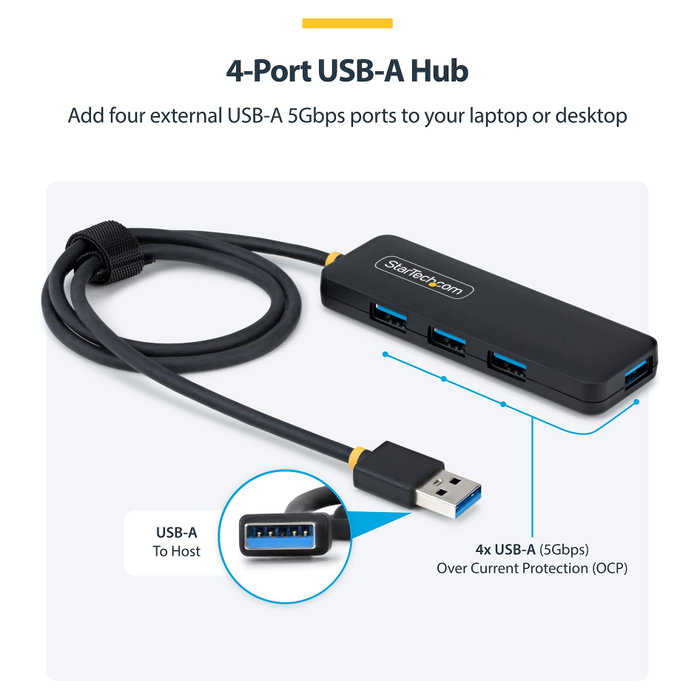 StarTech.com Hub USB-A de 4 Puertos 5 Gbps H5A4A-USB-HUB-2 Negro StarTech.com Hub USB-A de 4 Puertos 5 Gbps H5A4A-USB-HUB-2 Negro
