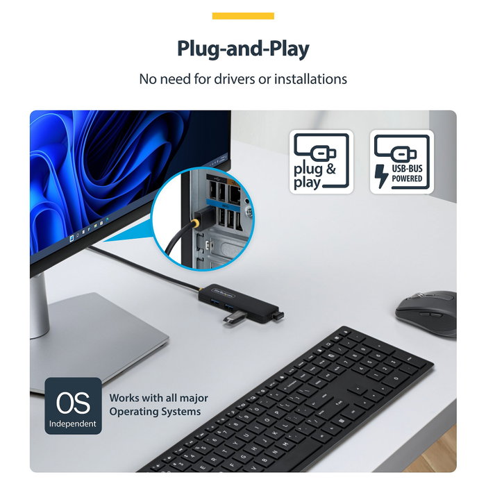 StarTech.com Hub USB-A de 4 Puertos 5 Gbps H5A4A-USB-HUB-2 Negro StarTech.com Hub USB-A de 4 Puertos 5 Gbps H5A4A-USB-HUB-2 Negro