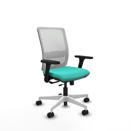PIQUERAS Y CRESPO Silla de oficina Haches con mecanismo Sincro/Traslack, Turquesa y Blanco