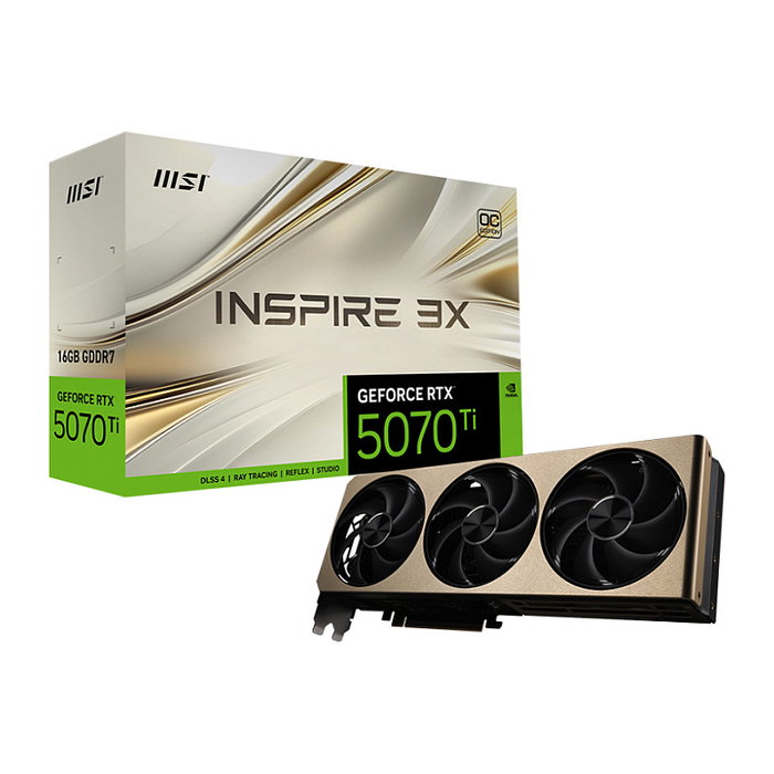 MSI GeForce RTX 5070 Ti 16G Inspire 3X OC Tarjeta Gráfica con 3 Ventiladores y 16GB GDDR7