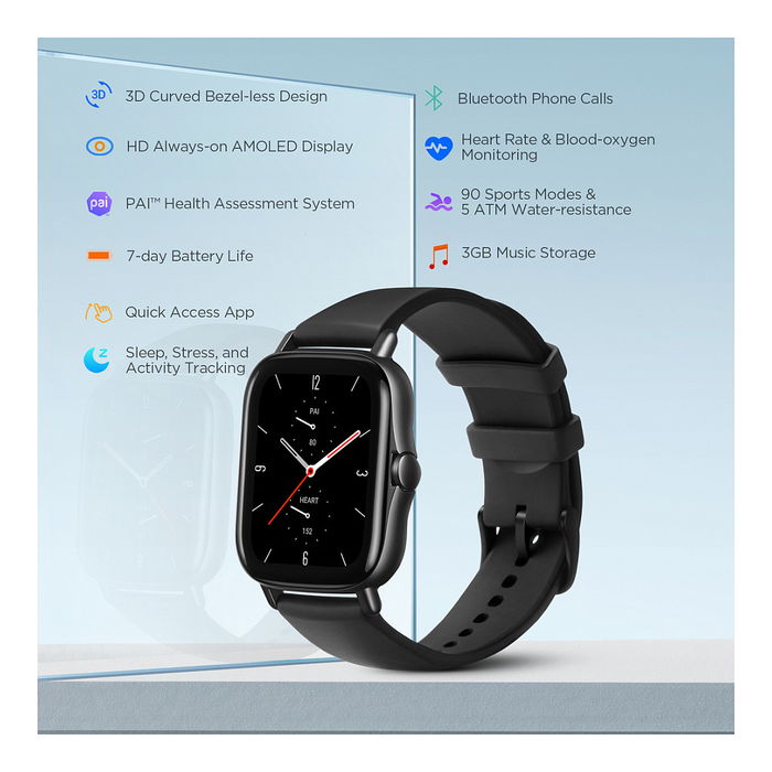 Amazfit GTS 2 Smartwatch con Pantalla AMOLED 1.65", GPS, Resistente al Agua 50m, Monitor de Pulso y Oxígeno en Sangre, para iOS y Android Amazfit GTS 2 Smartwatch con Pantalla AMOLED 1.65", GPS, Resistente al Agua 50m, Monitor de Pulso y Oxígeno en Sangre, para iOS y Android