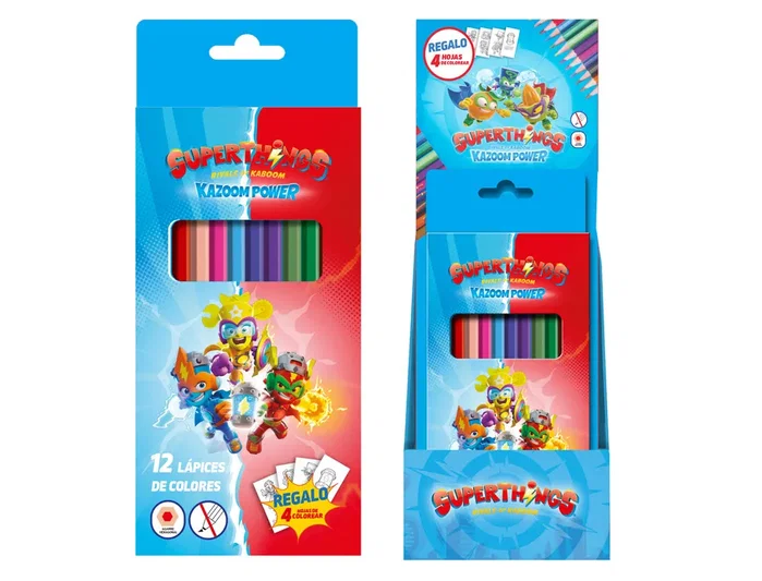 Dohe Lápices de colores Superthings, 12 unidades surtidas con 4 hojas Dohe Lápices de colores Superthings, 12 unidades surtidas con 4 hojas