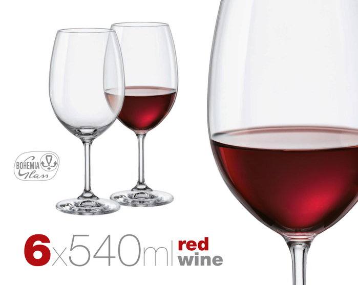 Bohemia Set de 6 copas de cristal LARA 540cc