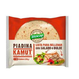 BIOCOP Piadina Kamut Bio 225g - Fácil de digerir, 3 unidades, ideal para snack o comida rápida, dulce o salado