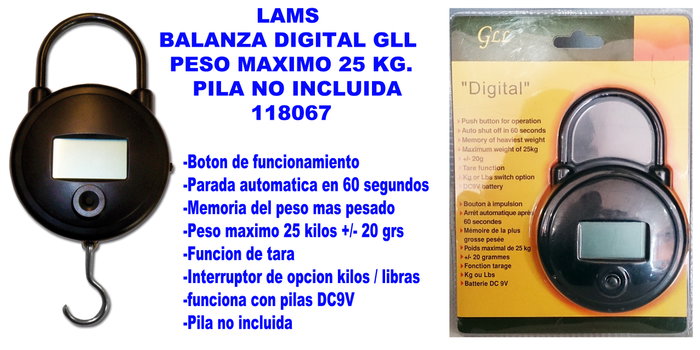 LAMS Balanza Digital con Capacidad Máxima de 25 kg LAMS Balanza Digital con Capacidad Máxima de 25 kg
