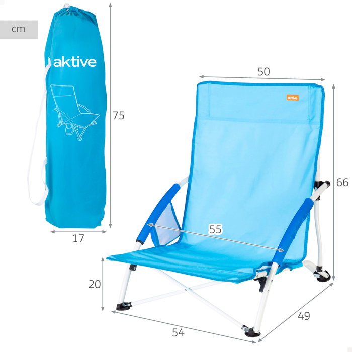 AKTIVE Silla de playa plegable azul marino