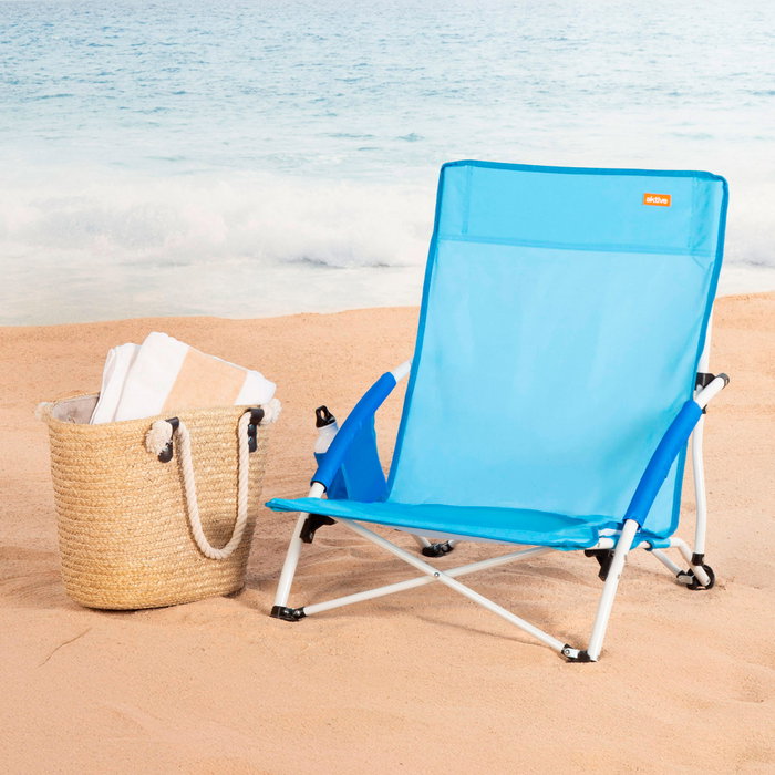 AKTIVE Silla de playa plegable azul marino