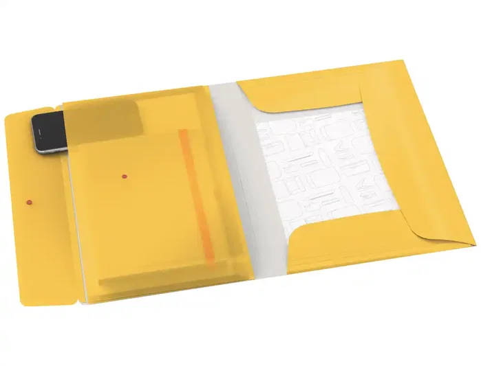 Leitz Cosy Carpeta de Polipropileno con Gomas, Solapas y Bolsillo Interior Amarillo DIN A4