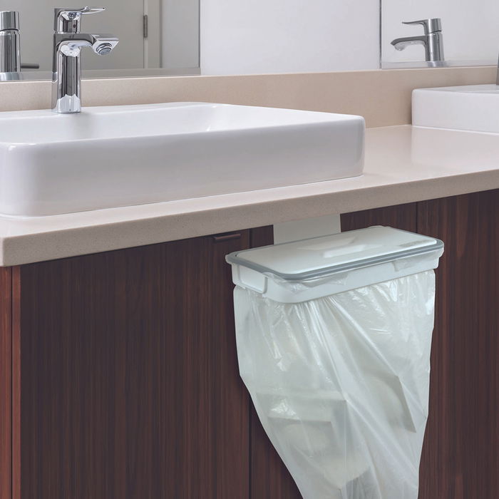 Je cherche une Idee Soporte Bolsa de Basura con Tapa, para Colgar en Armario, Cocina o Baño, 14x24 cm