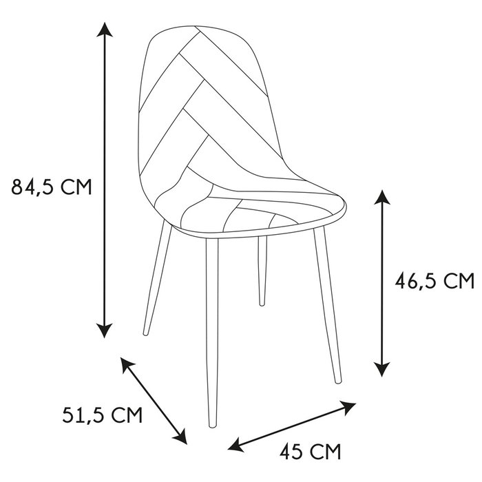 Home Deco Factory Silla Patchwork Scott - Silla de Diseño Cocooning con Patas de Hierro y Asiento en Poliéster, 45x51.5x84.5 cm