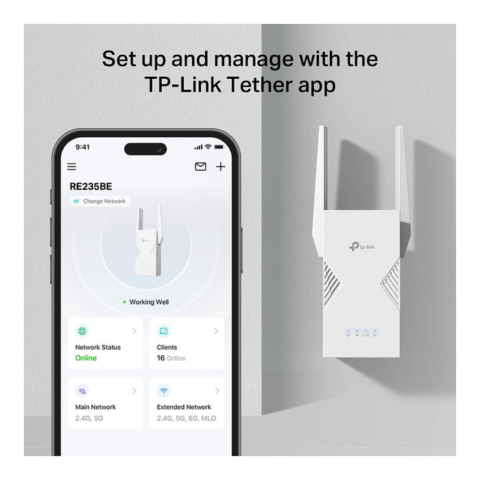 TP-Link RE235BE BE3600 Dual-Band Wi-Fi 7 WLAN Repeater, Extensor de Red Inalámbrica 2882 Mbps, Blanco TP-Link RE235BE BE3600 Dual-Band Wi-Fi 7 WLAN Repeater, Extensor de Red Inalámbrica 2882 Mbps, Blanco