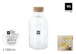 La Mediterranea Botella Frasca Redonda Boca Ancha 1000 ml (Pack de 12)