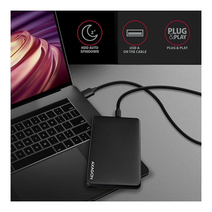 Axagon EE25-SLC Carcasa Externa 2,5 Pulgadas USB 3.0 / SATA III - USB-C, Negro