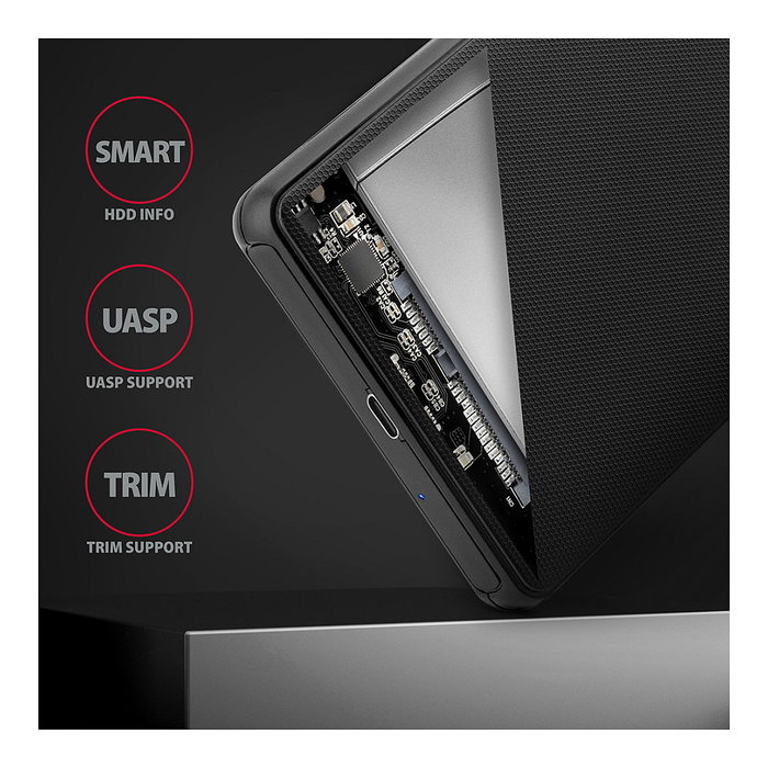 Axagon EE25-SLC Carcasa Externa 2,5 Pulgadas USB 3.0 / SATA III - USB-C, Negro
