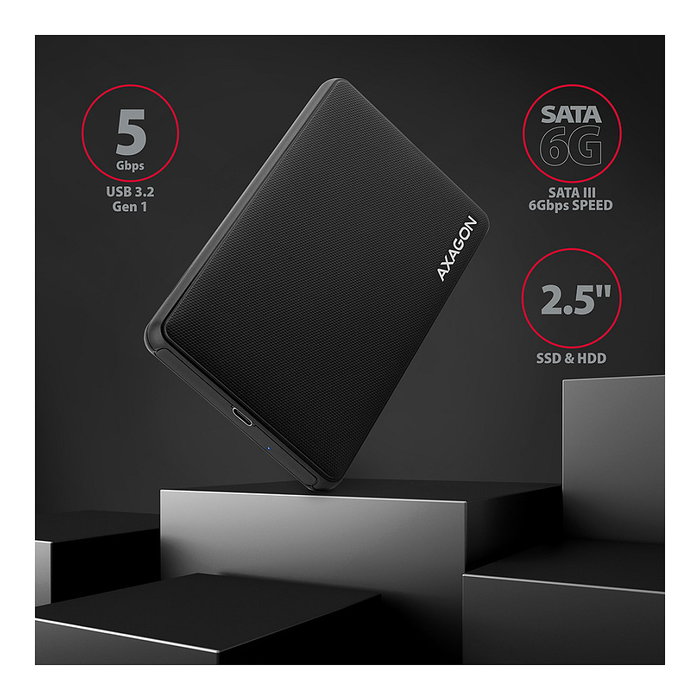 Axagon EE25-SLC Carcasa Externa 2,5 Pulgadas USB 3.0 / SATA III - USB-C, Negro