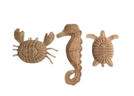 DKD Home Decor Decoración de pared de ratán Tortuga 46x6x47 cm (Surtido de 3)