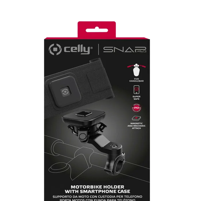 Celly SNAPMAGFLEXBK Soporte Pasivo Universal para Smartphone y Tablet, Negro, Resistente al Agua