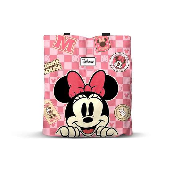 Disney Minnie Mouse Bolsa de la Compra Shopping FAN Journey, 8 L, con Asas para el Hombro y Cremallera Superior, Rosa