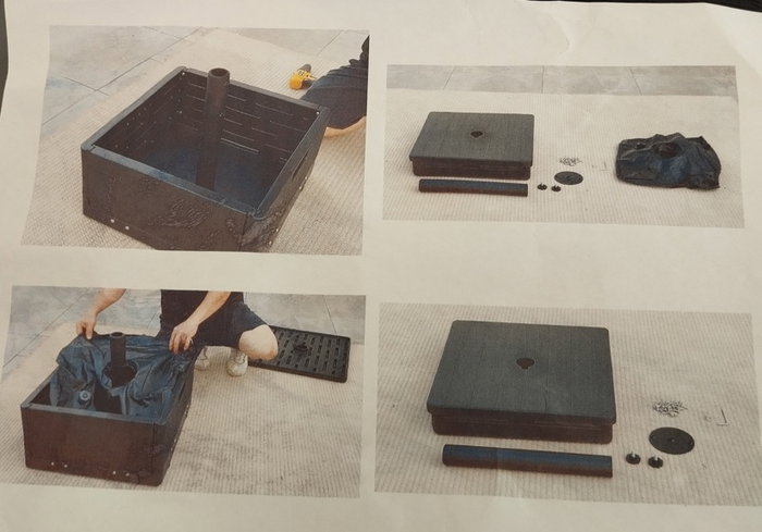 DKD Home Decor Base Parasol Terraza y Jardin con Mesa Negro, Ajustable 38/48 cm, Capacidad 55 kg (Agua) / 66 kg (Arena) - Dimensiones 53 x 30 x 53 cm