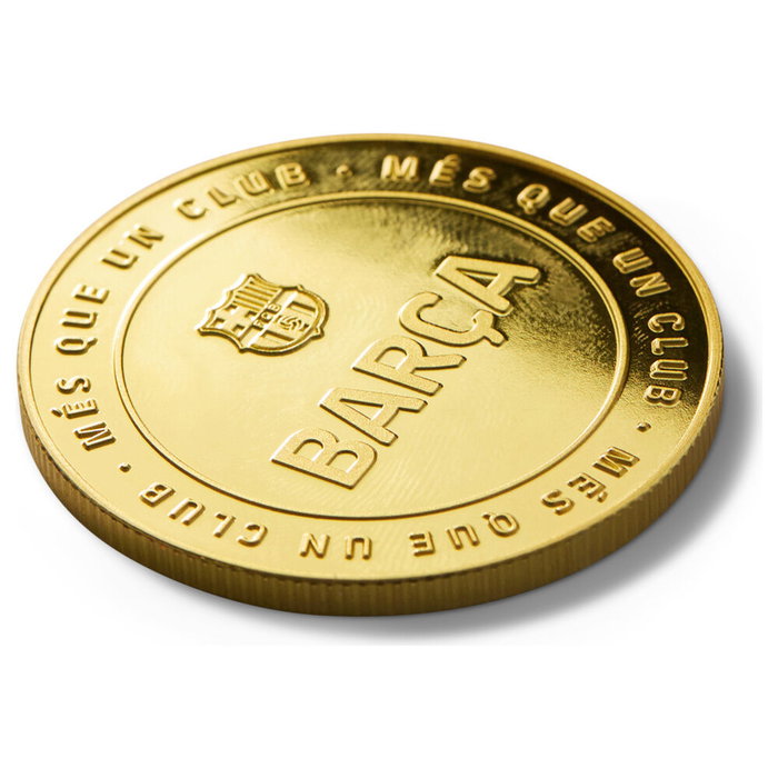 Moneda Conmemorativa FC Barcelona Barça Oro en Zamak Dorado Ø 4 cm con Cápsula Acrílica - Colección