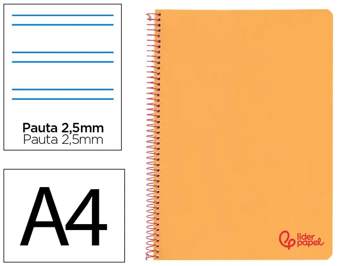 Liderpapel Cuaderno Espiral A4 Wonder Naranja 80 Hojas Liderpapel Cuaderno Espiral A4 Wonder Naranja 80 Hojas