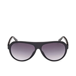 Guess Gafas de Sol para Hombre GU00125 02B - Modelo Aviador, Montura Negro Mate, Cristales Gris Humo Degradado, Diámetro 60 mm