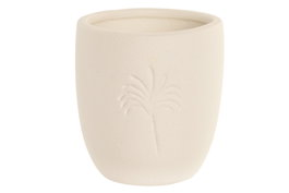 DKD Home Decor Portacepillos de Cerámica Tropical Palm Blanco