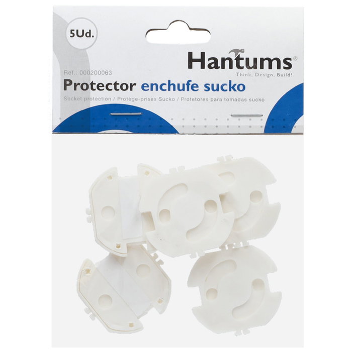 Hantums Bolsa de 5 protectores para enchufes sucko Blanco