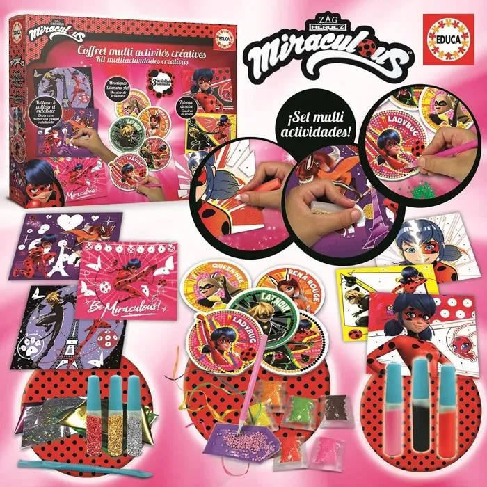Educa 18931 Caja de Múltiples Actividades Creativas Miraculous Ladybug - Juego de Pasatiempos para Desarrollar la Creatividad