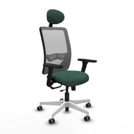PIQUERAS Y CRESPO Silla de oficina Zulema con mecanismo Sincro/Traslack, Verde botella y Gris