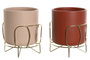 DKD Home Decor Set de 8 Maceteros de Gres y Metal en Colores Surtidos
