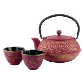 Bredemeijer Set de Regalo Tetera Shanghai Rosa y Dorado con Filtro y dos Tazas