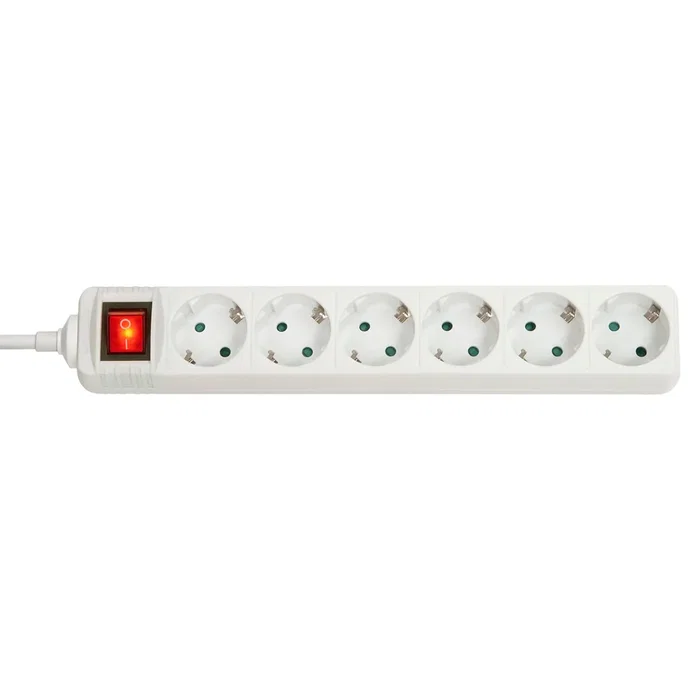 Lindy 73103 Regleta de Alimentación Eléctrica para Interior con 6 Tomas AC, Interruptor Integrado, 3500W, Blanco
