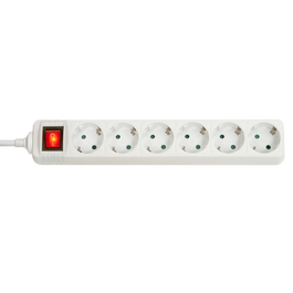 Lindy Regleta de alimentación de 6 tomas con interruptor, Blanco