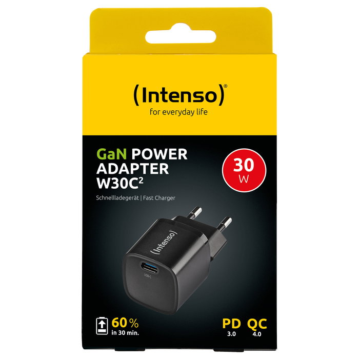 Intenso W30C² GaN Cargador de Pared 30 W USB-C Negro