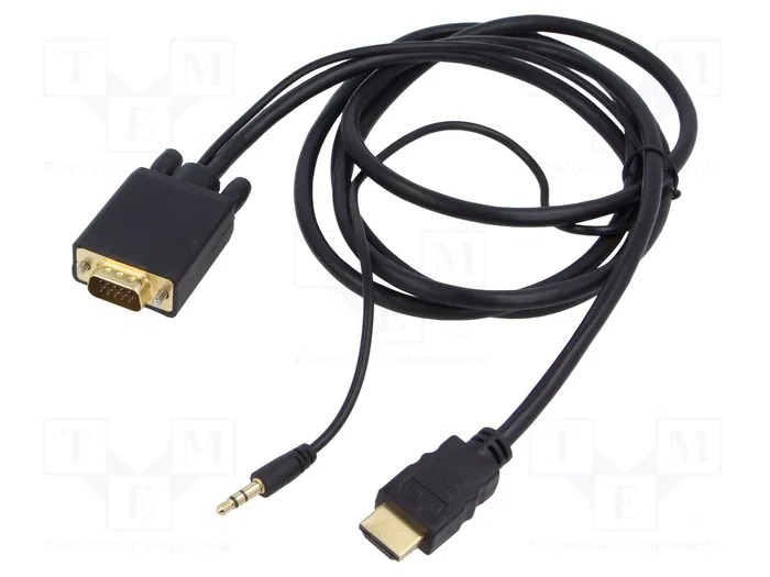 Gembird Cable Adaptador HDMI a VGA con Audio, 1,8m, Negro