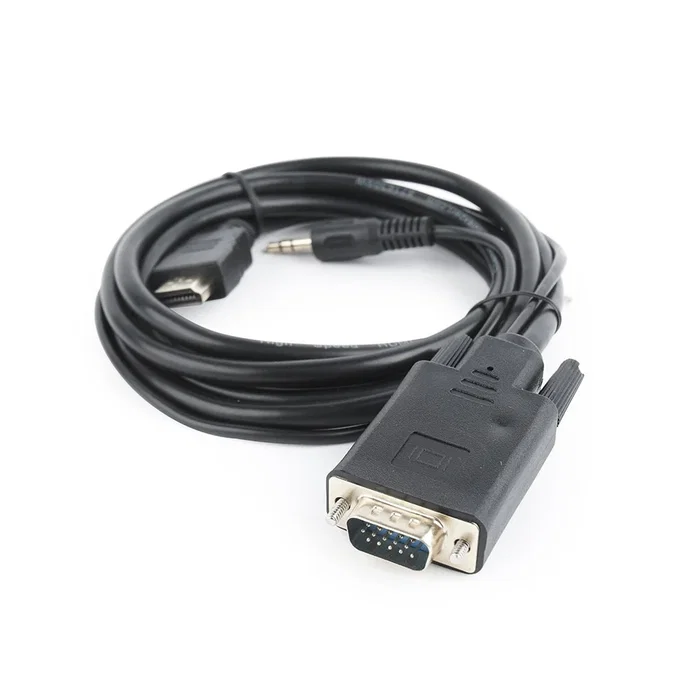 Gembird Adaptador de Cable HDMI a VGA con Audio 3.5mm, 1.8 Metros, Negro, Resolución Full HD 1080p 60Hz, A-HDMI-VGA-03-6