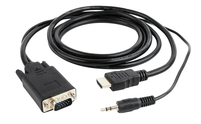 Gembird Adaptador de Cable HDMI a VGA con Audio 3.5mm, 1.8 Metros, Negro, Resolución Full HD 1080p 60Hz, A-HDMI-VGA-03-6