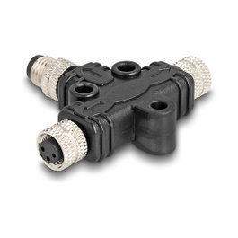 DeLOCK 60575 Divisor en T M8 con codificación A de 3 pines (1 macho a 2 hembras)
