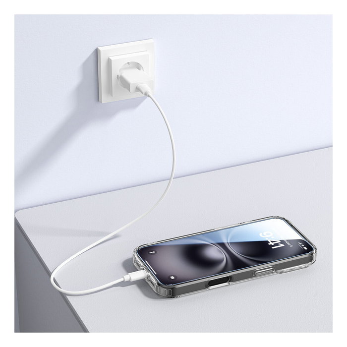 4smarts 541559 Starter Set Premium 3en1 para iPhone 17 Pro Max, Bumper Transparente Blanco Compatible con MagSafe y Cargador Inalámbrico