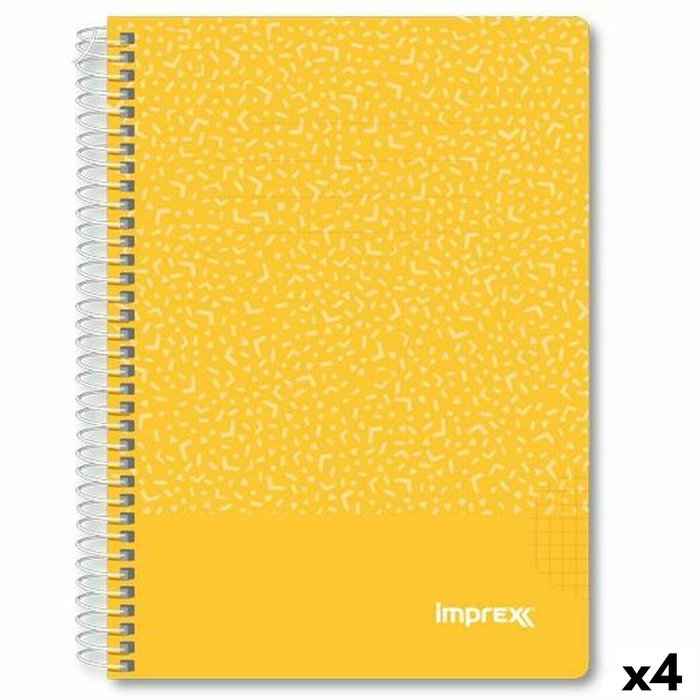IMPREX Cuaderno Espiral Tapa PP A5 80H 90gr 4x4 Amarillo (Set de 4) inevitable