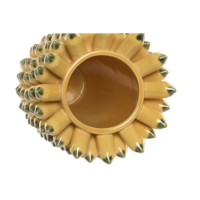 DKD Home Decor Jarrón de Gres Plátano Amarillo y Verde 28x28x40 cm