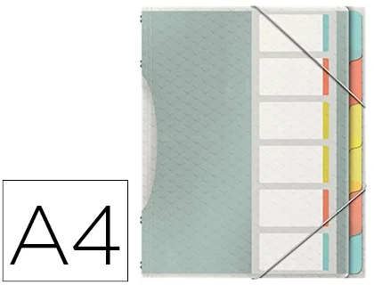 Esselte Carpeta Clasificadora Colour Breeze A4 con 6 Separadores y Goma Elástica