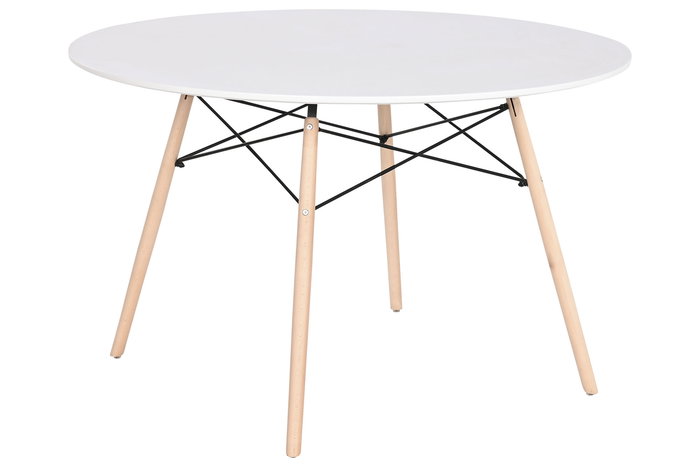 DKD Home Decor Mesa Redonda Comedor Scandi Blanco Natural 120 x 74 x 120 cm