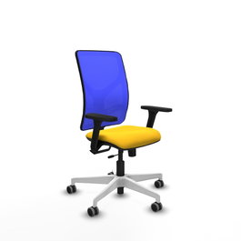 PIQUERAS Y CRESPO Silla de oficina Motilla con mecanismo Sincro/Traslack, Amarillo y Azul