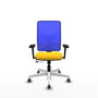 PIQUERAS Y CRESPO Silla de oficina Motilla con mecanismo Sincro/Traslack, Amarillo y Azul