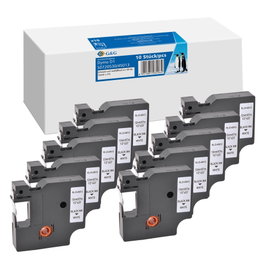 G&G Pack de 10 Cintas de Etiquetado 12 mm x 7 m Negro sobre Blanco para Dymo D1
