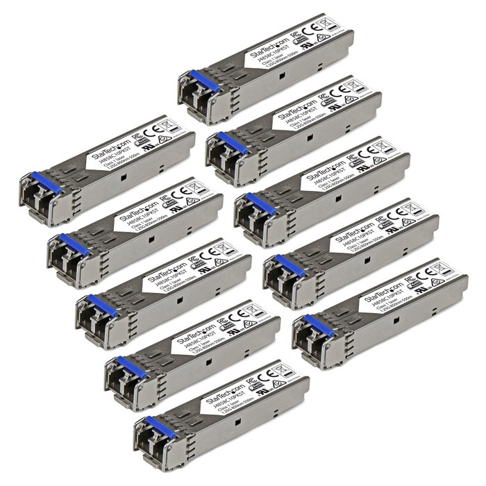 StarTech.com Módulo Transceiver SFP Gigabit 1000BASE-LX LC 1310nm - Compatible con HPE J4859C - SM/MM - 10 km / 550 m - con DDM - Paquete de 10 unidades StarTech.com Módulo Transceiver SFP Gigabit 1000BASE-LX LC 1310nm - Compatible con HPE J4859C - SM/MM - 10 km / 550 m - con DDM - Paquete de 10 unidades