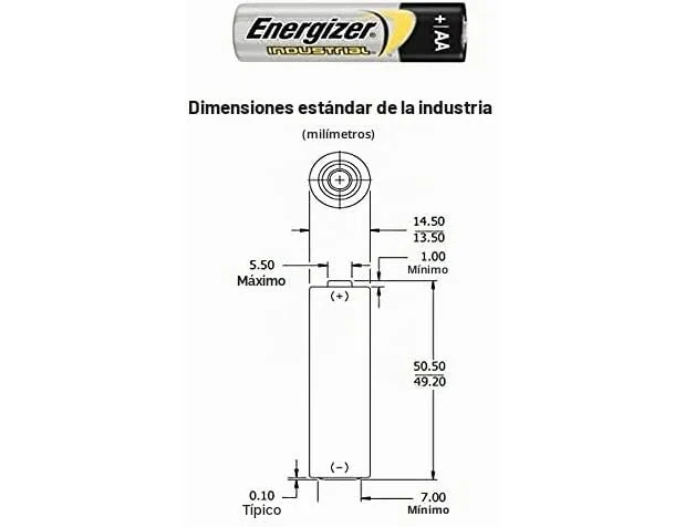 Energizer Pilas Alcalinas Industriales AA LR6 1,5V Caja de 10