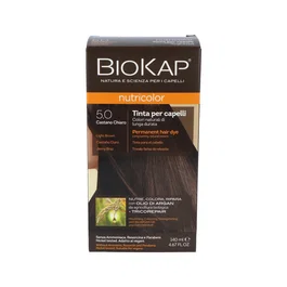 BIOKAP Tinte Ligt Brown Dye 140Ml. Castaño Claro 5.0 - Tinte para el Cabello con Ingredientes Vegetales para Cubrir Canas
